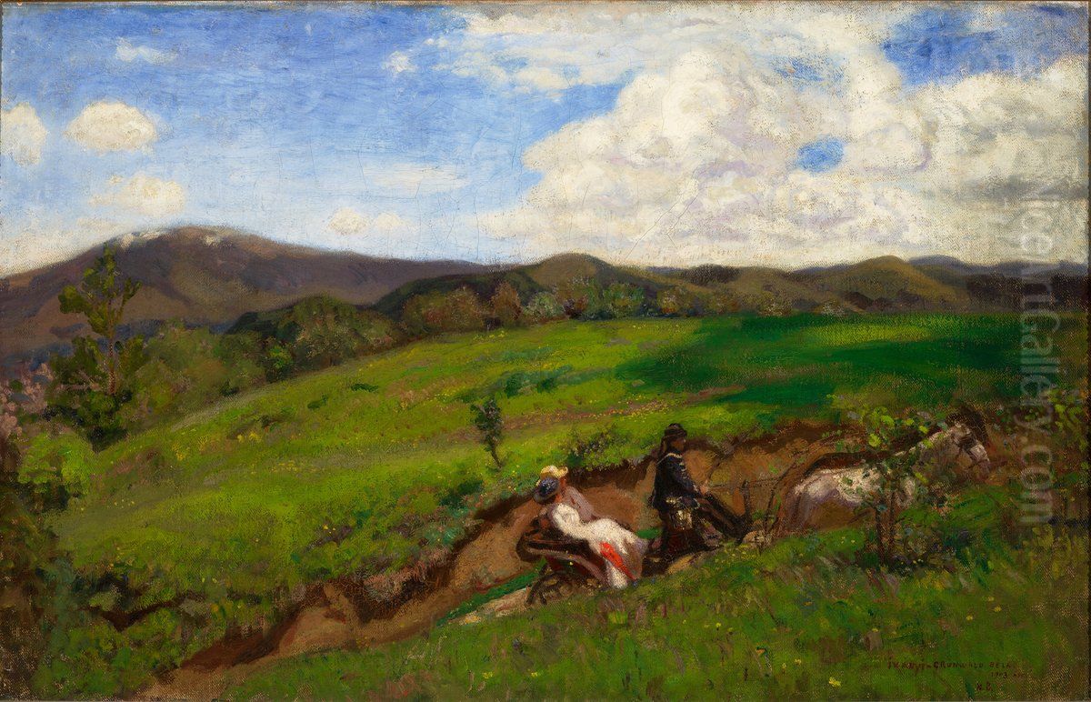 Spring Excursion Oil Painting by Bela Ivanyi-Grunwald