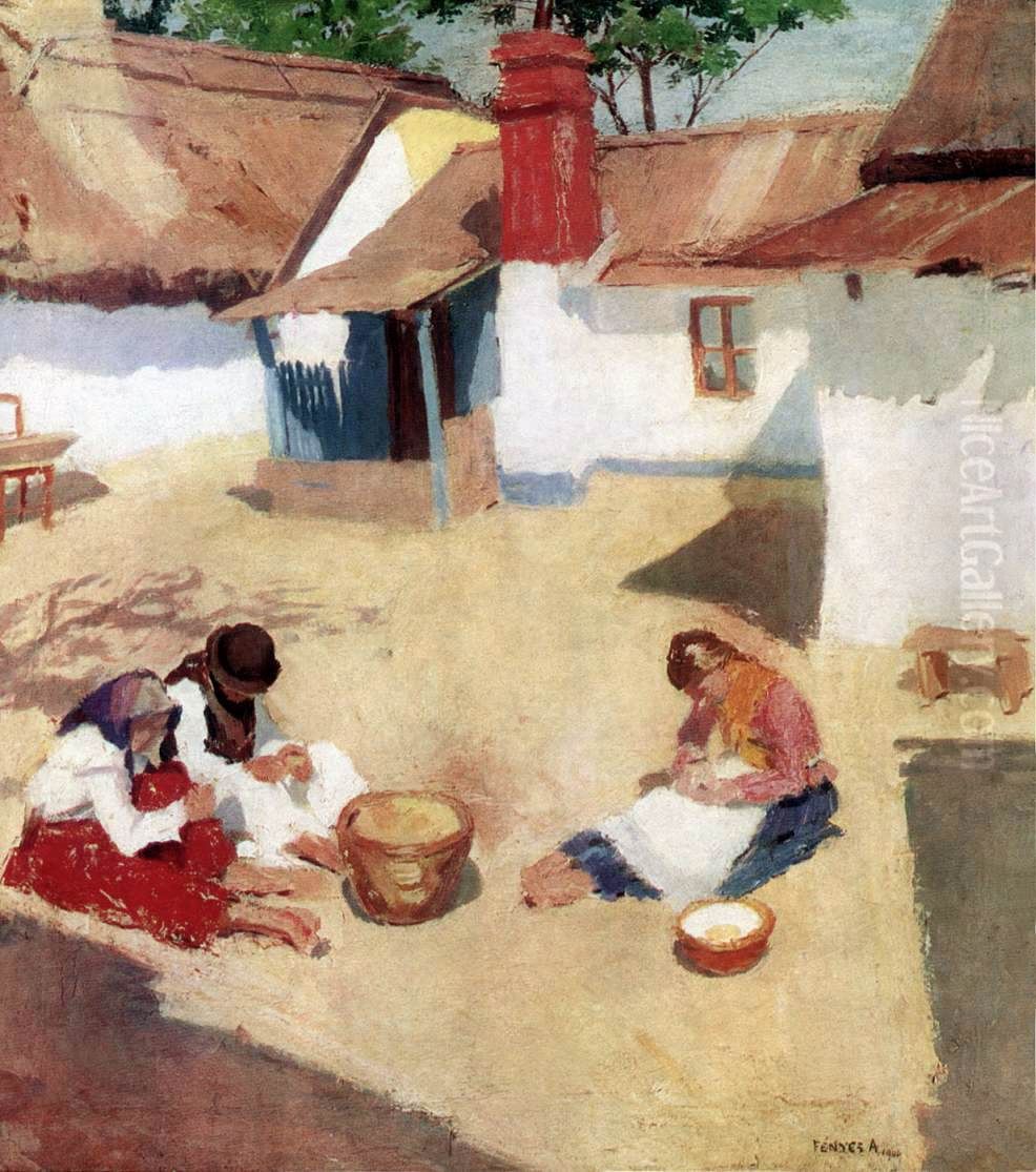 Shelling Beans Oil Painting by Adolf Fenyes