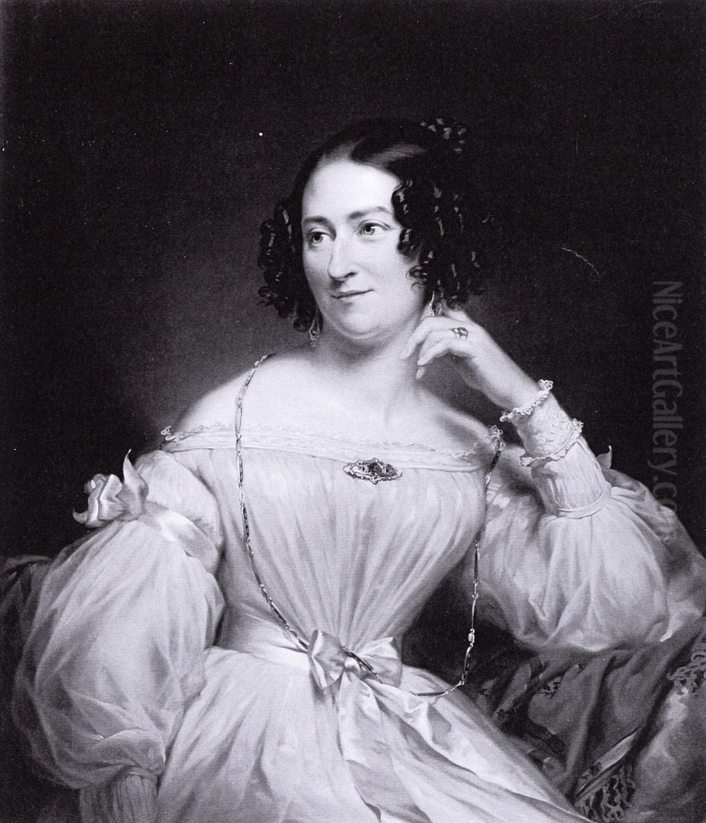 Portret van Abrahamina Henriette Wurfbain (1808-1883), echtgenote van Jacob de Vos Jz Oil Painting by Jan Adam Kruseman