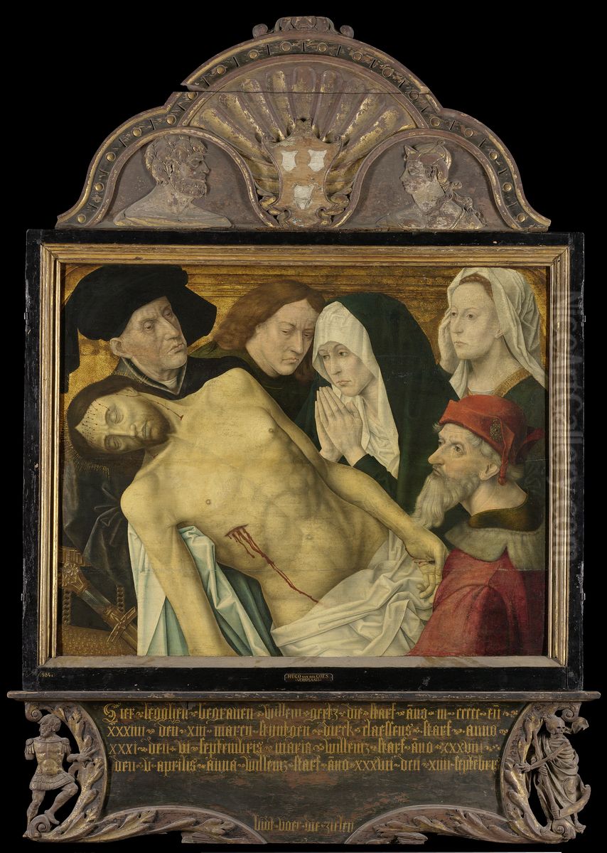 Middenpaneel van een memoriedrieluik (voorheen genoemd de Gertz memorietafel) met de bewening Oil Painting by Hugo Van Der Goes