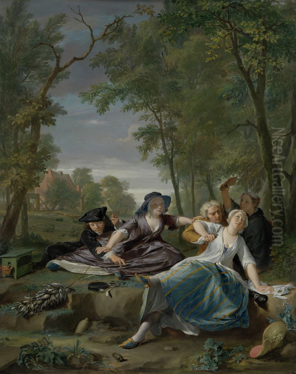 De vogelaars Oil Painting by Nikolaas Verkolje