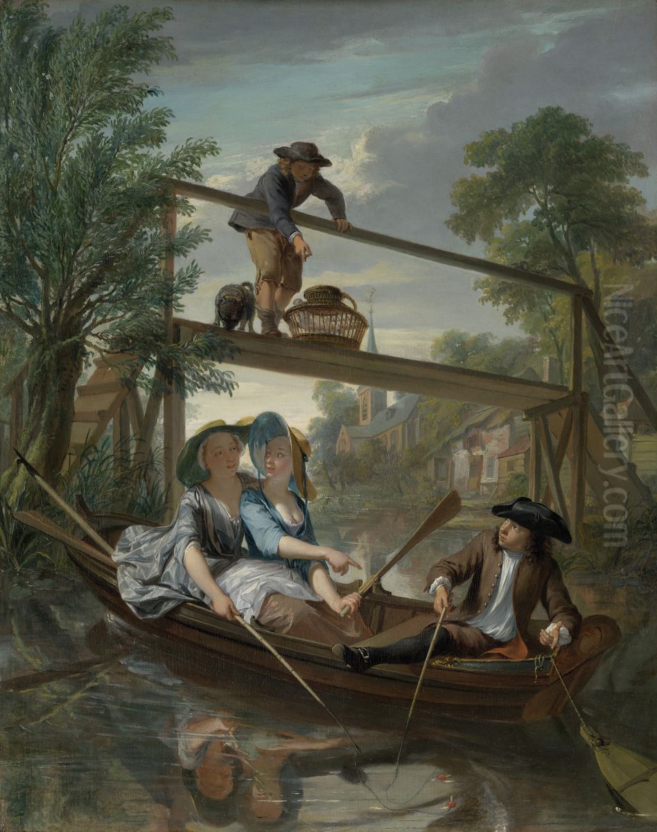 De hengelaars Oil Painting by Nikolaas Verkolje