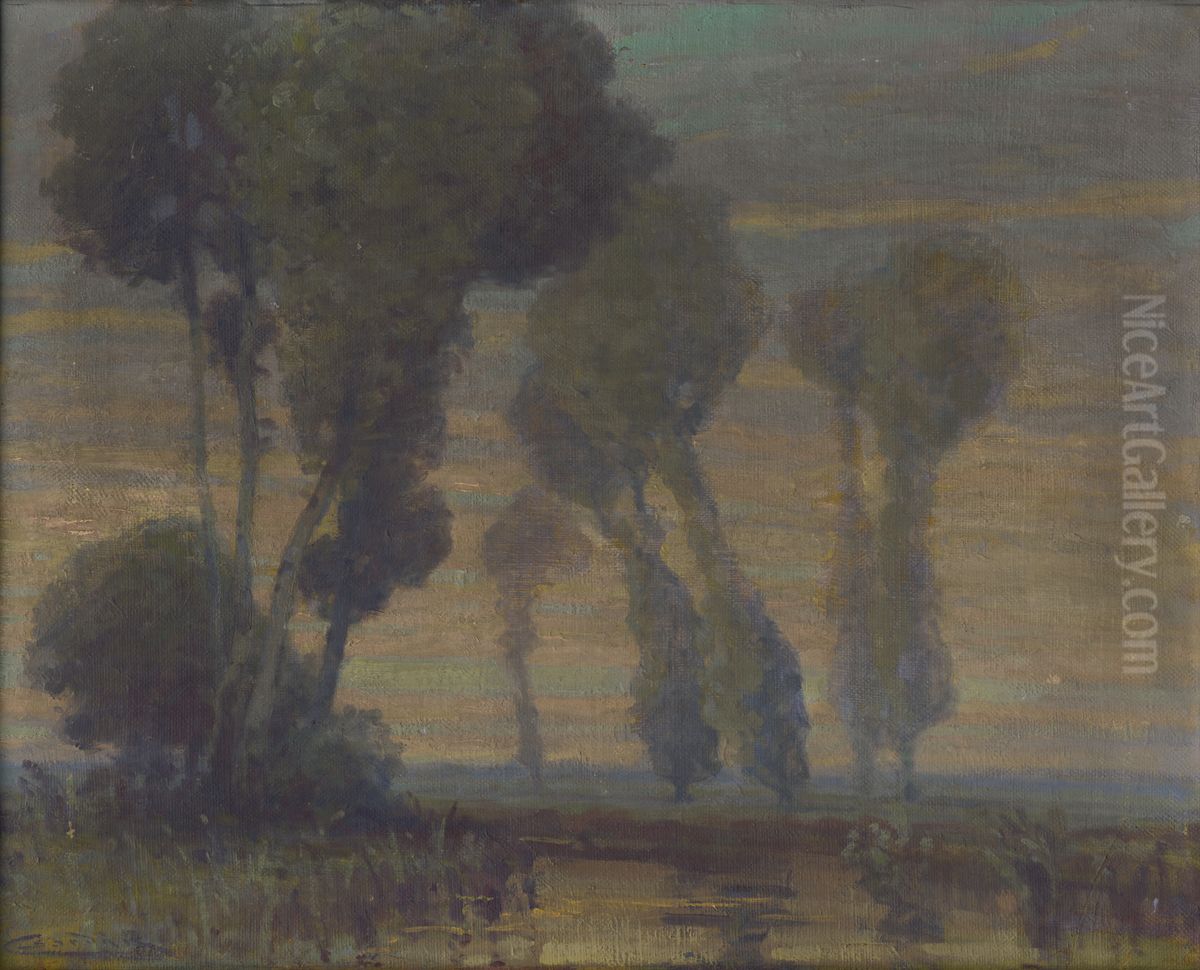 Krajina Oil Painting by Lajos Csordak