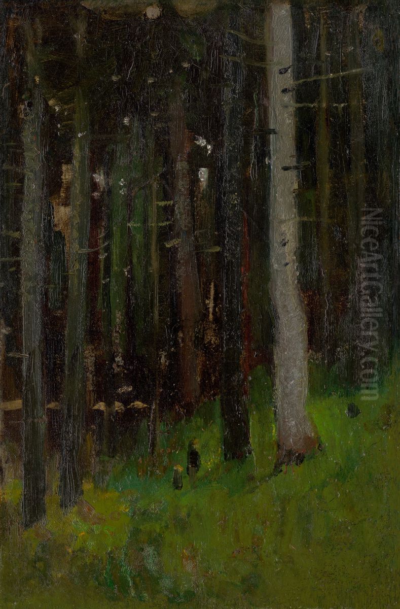 Dvaja v lese Oil Painting by Laszlo Mednyanszky