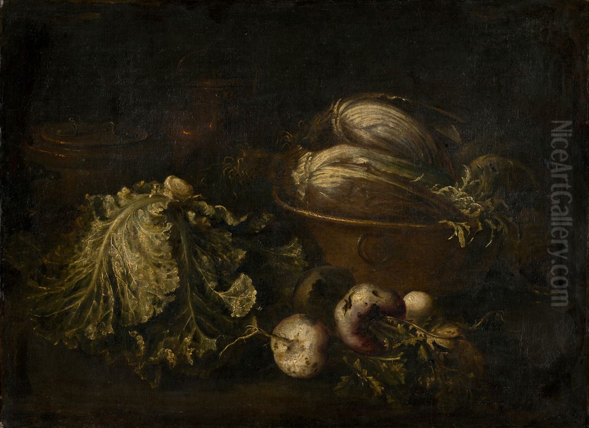Zatisie so zeleninou Oil Painting by Giovan Battista Ruoppolo