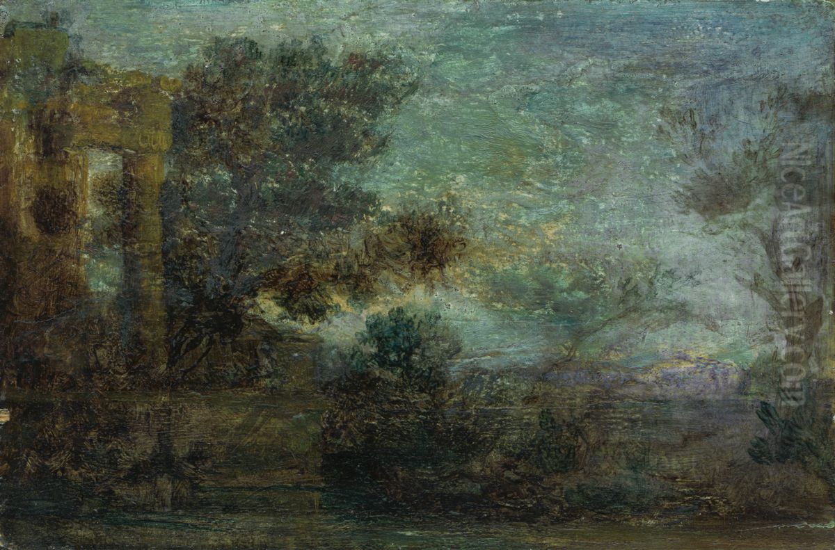 Krajina s ruinou Oil Painting by Ernest Zmetak Art Gallery