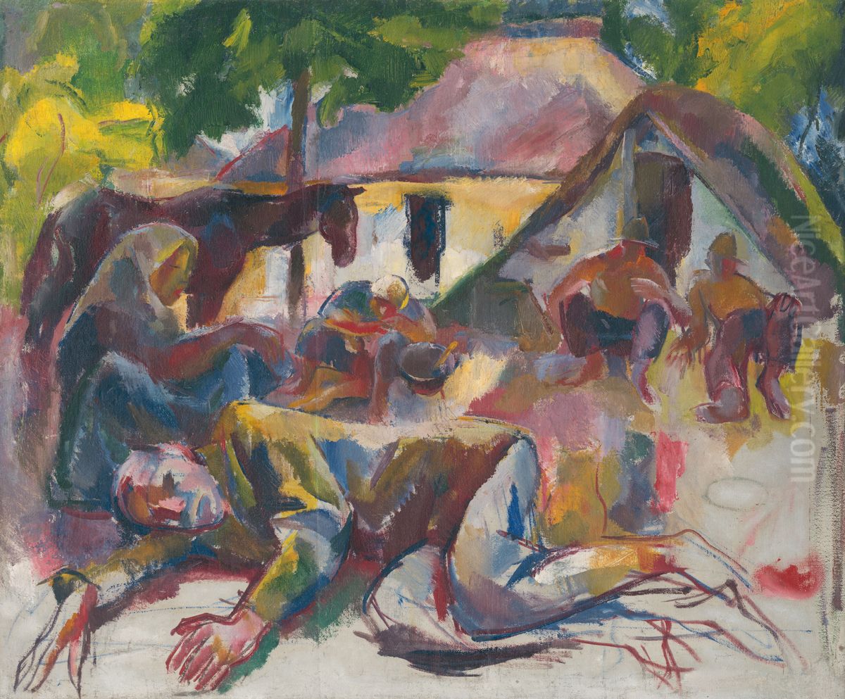Odpocivajuci cigani Oil Painting by Vilmos Aba-Novak