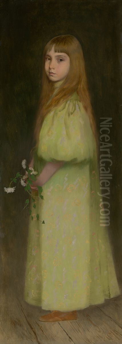 Mariana Czobelova ako dievcatko. Oil Painting by Nandor Katona