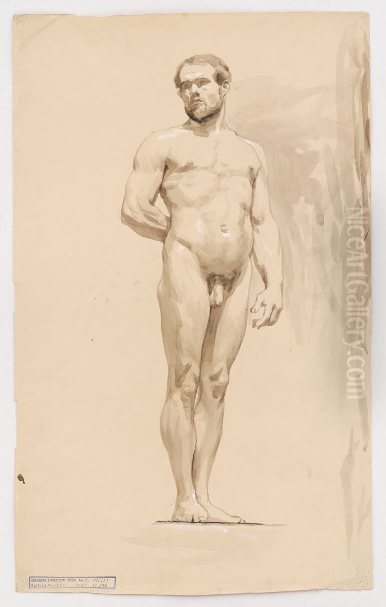 Studia stojaceho muza Oil Painting by Jozef Hanula