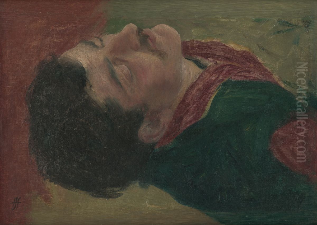 Studia ludskej hlavy Oil Painting by Jozef Hanula