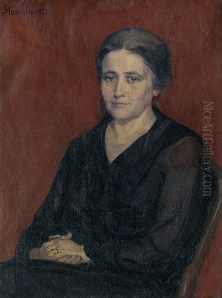 Umelcova manzelka Oil Painting by Jozef Hanula
