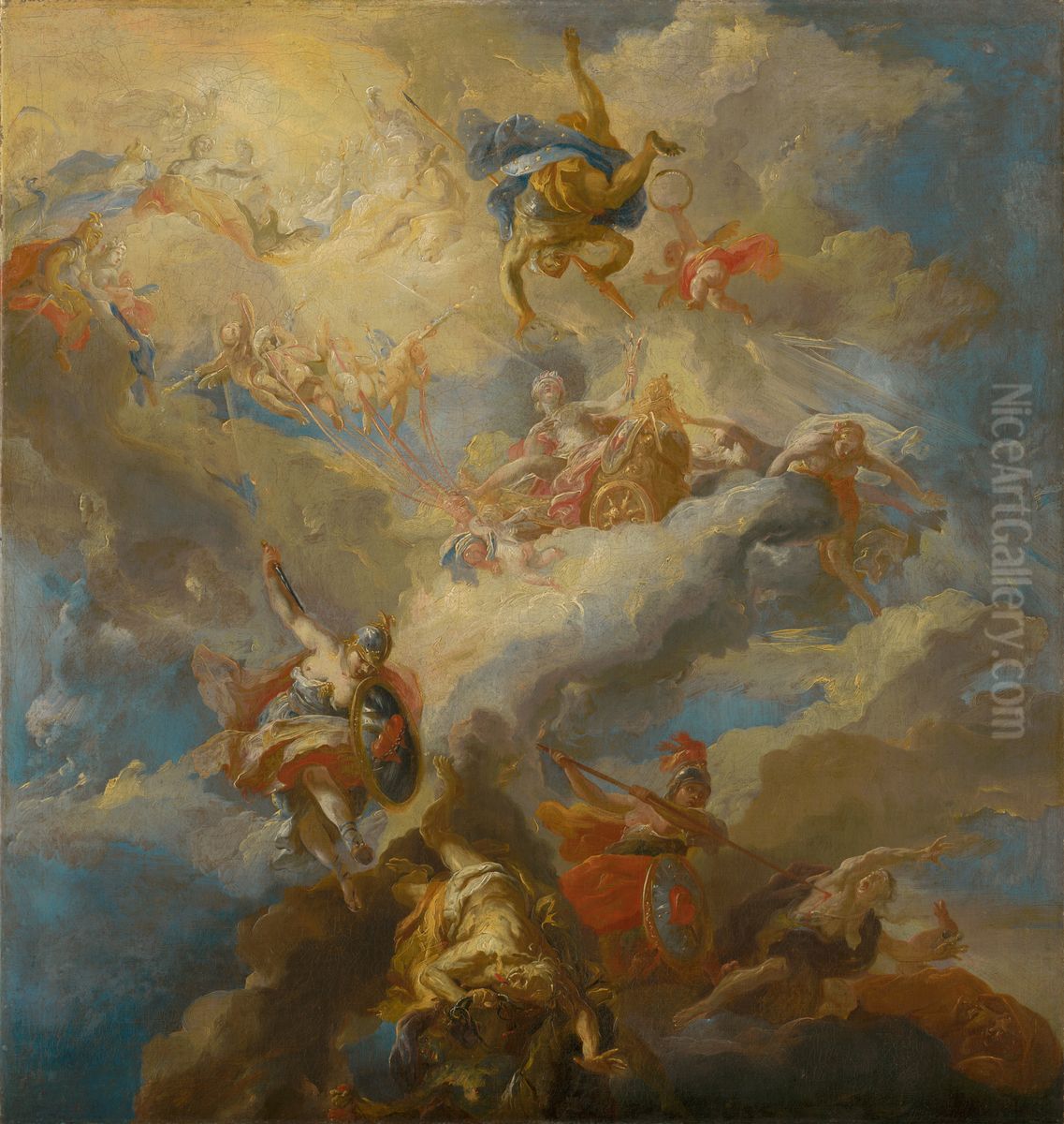 Triumf lasky Oil Painting by Johann Michael Rottmayr