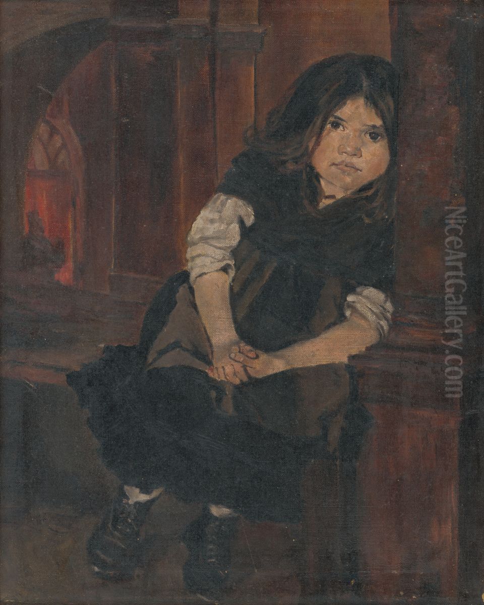 Studia dievcatka Oil Painting by Dome Skuteczky