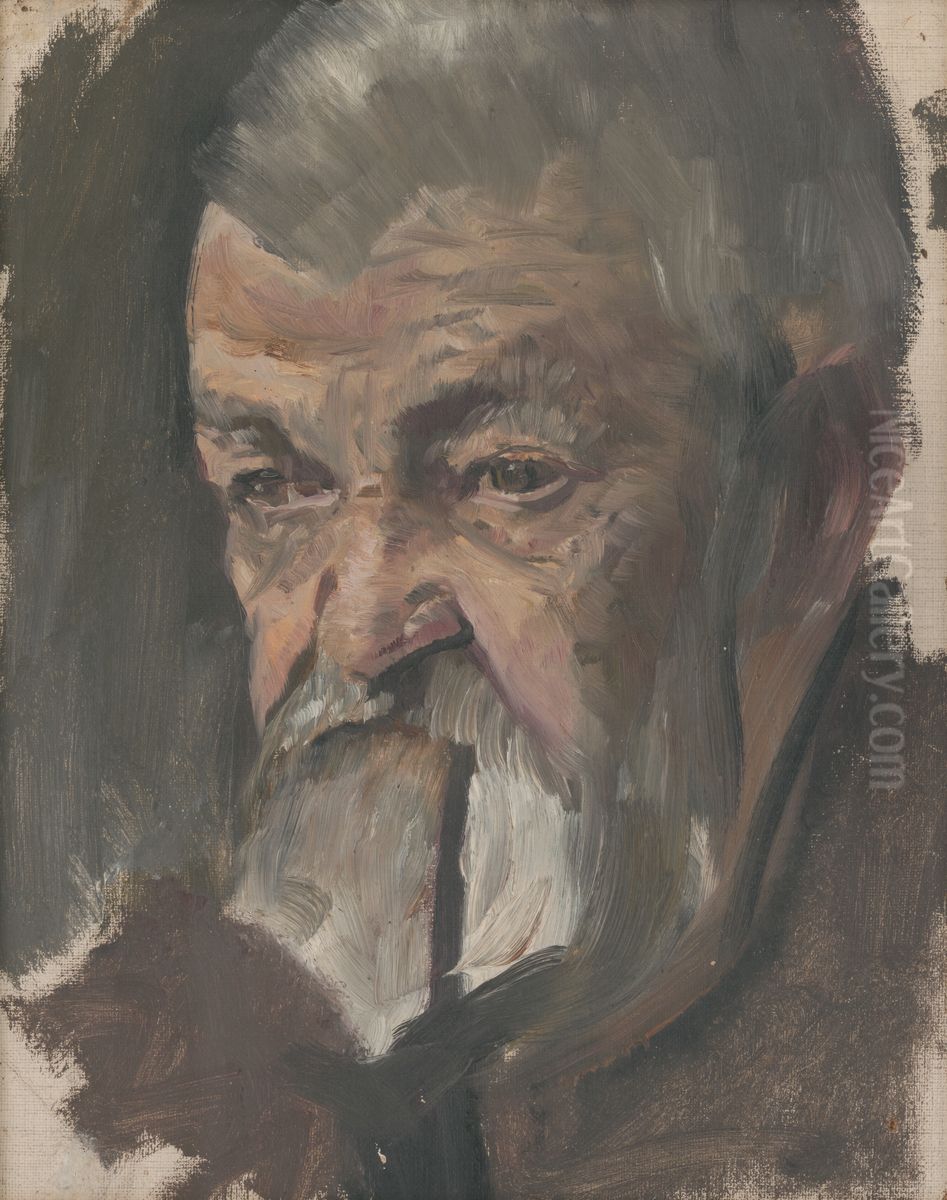 Studia autoportretu (?) Oil Painting by Laszlo Mednyanszky