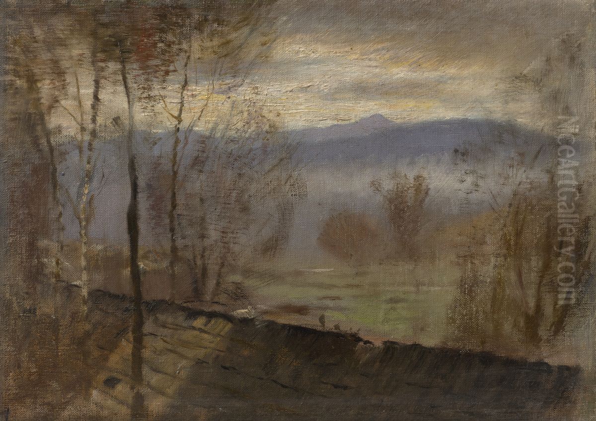 Podvecerna krajina s riekou Oil Painting by Laszlo Mednyanszky