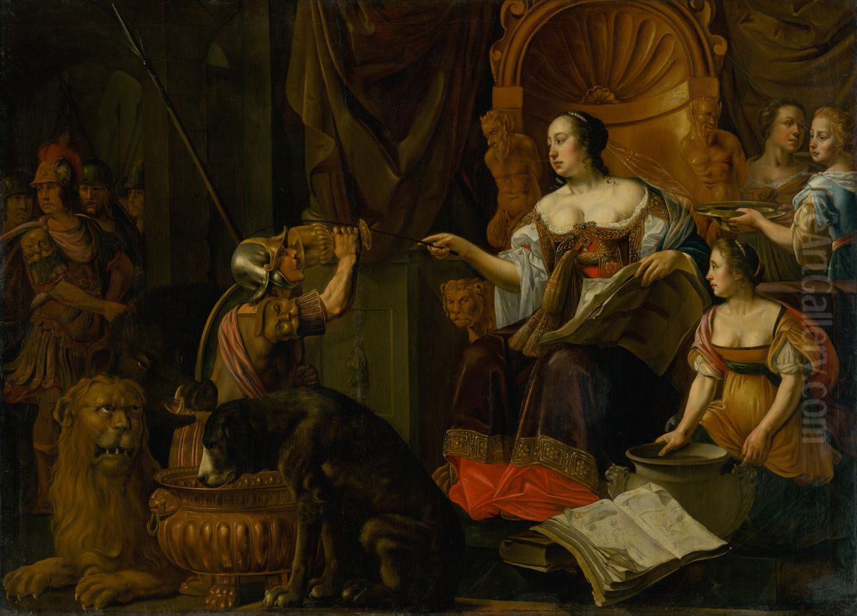 Circe a Odysseova druzina Oil Painting by Christoffel Pierson