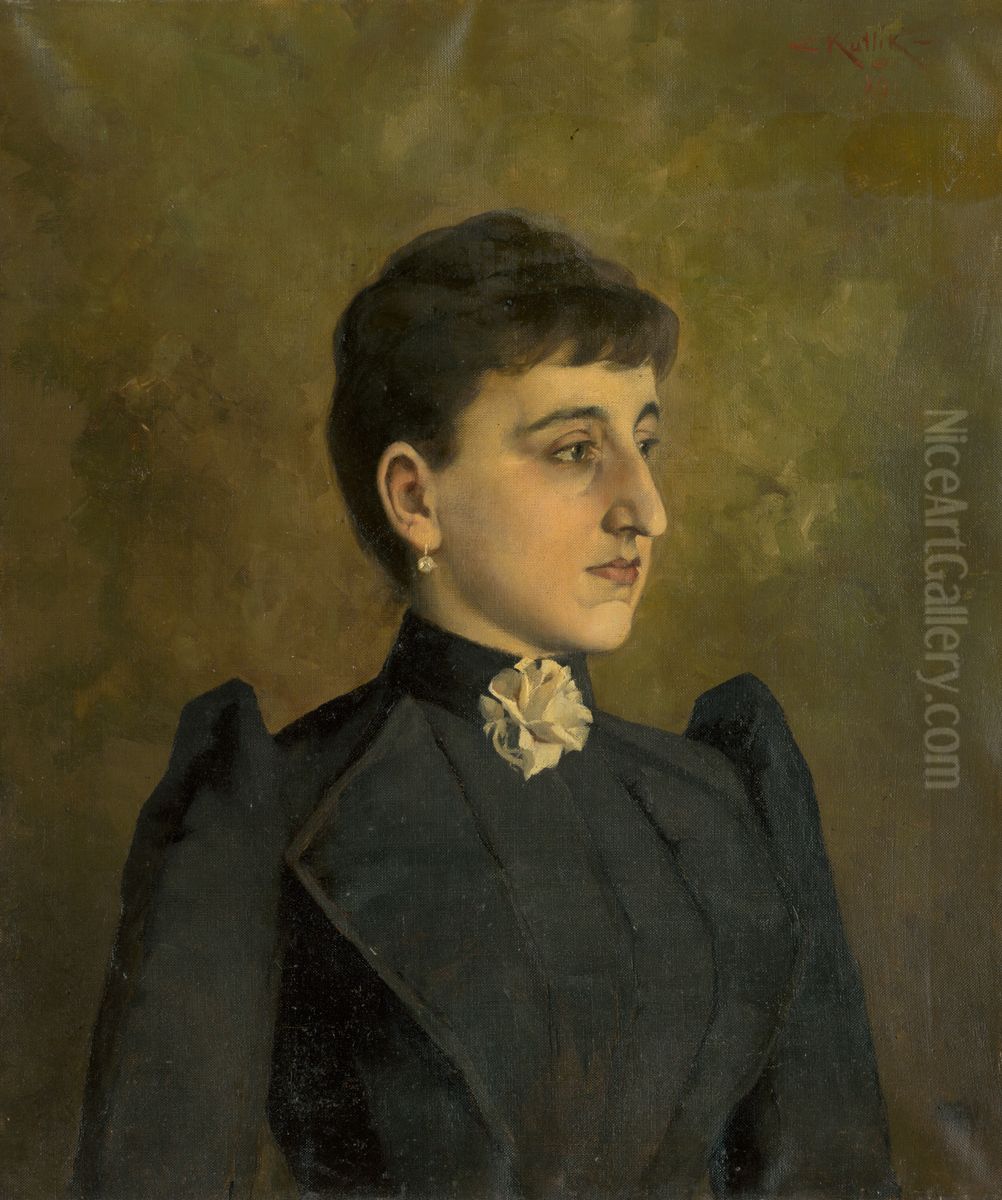 Podobizen Justiny Bartakovej z Humpolca Oil Painting by Cyril Kutlik