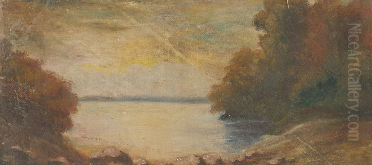 Krajina s jazerom Oil Painting by Laszlo Mednyanszky
