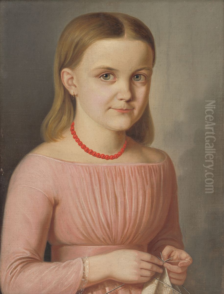 Podobizen Ludmily Droppovej Oil Painting by Peter Michal Bohun