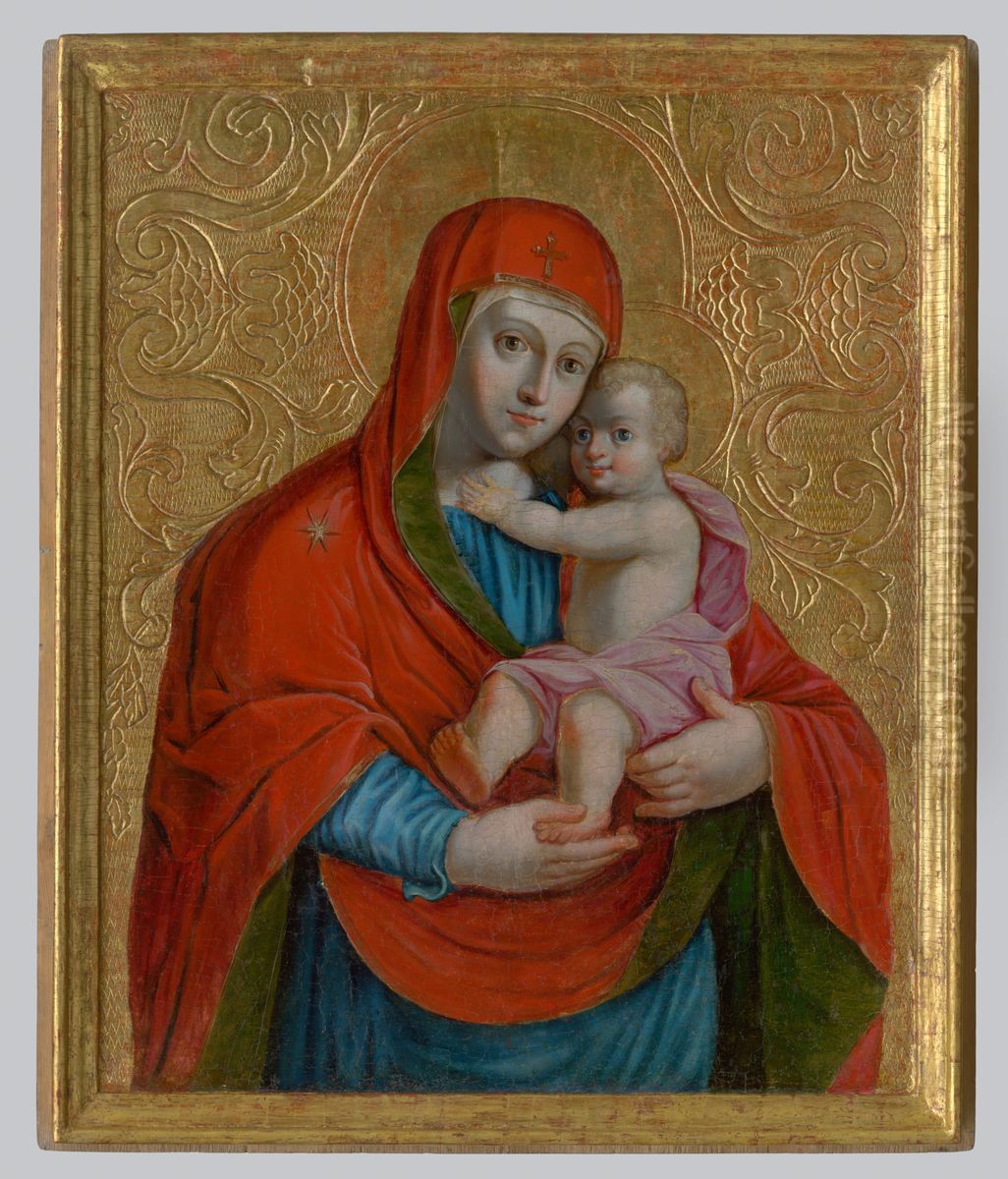 Madona s dietatom Oil Painting by Janos Rombauer
