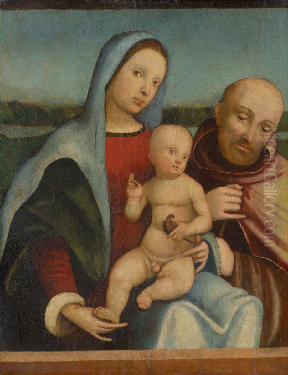 Madona s dietatom a svatym Frantiskom z Assisi Oil Painting by Francesco Francia
