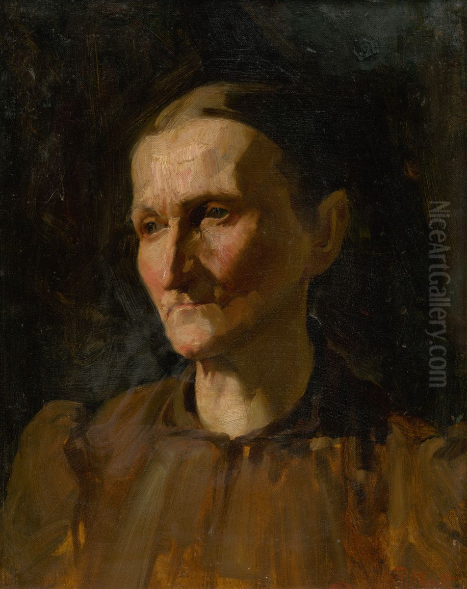 Studia zenskej hlavy Oil Painting by Ludovit Pitthordt