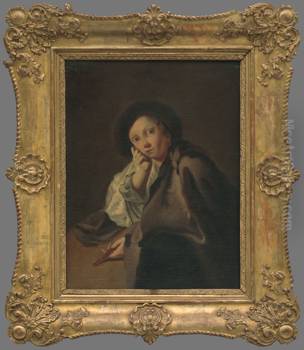 Chlapec v klobuciku s nozikom Oil Painting by Giovanni Battista Piazzetta