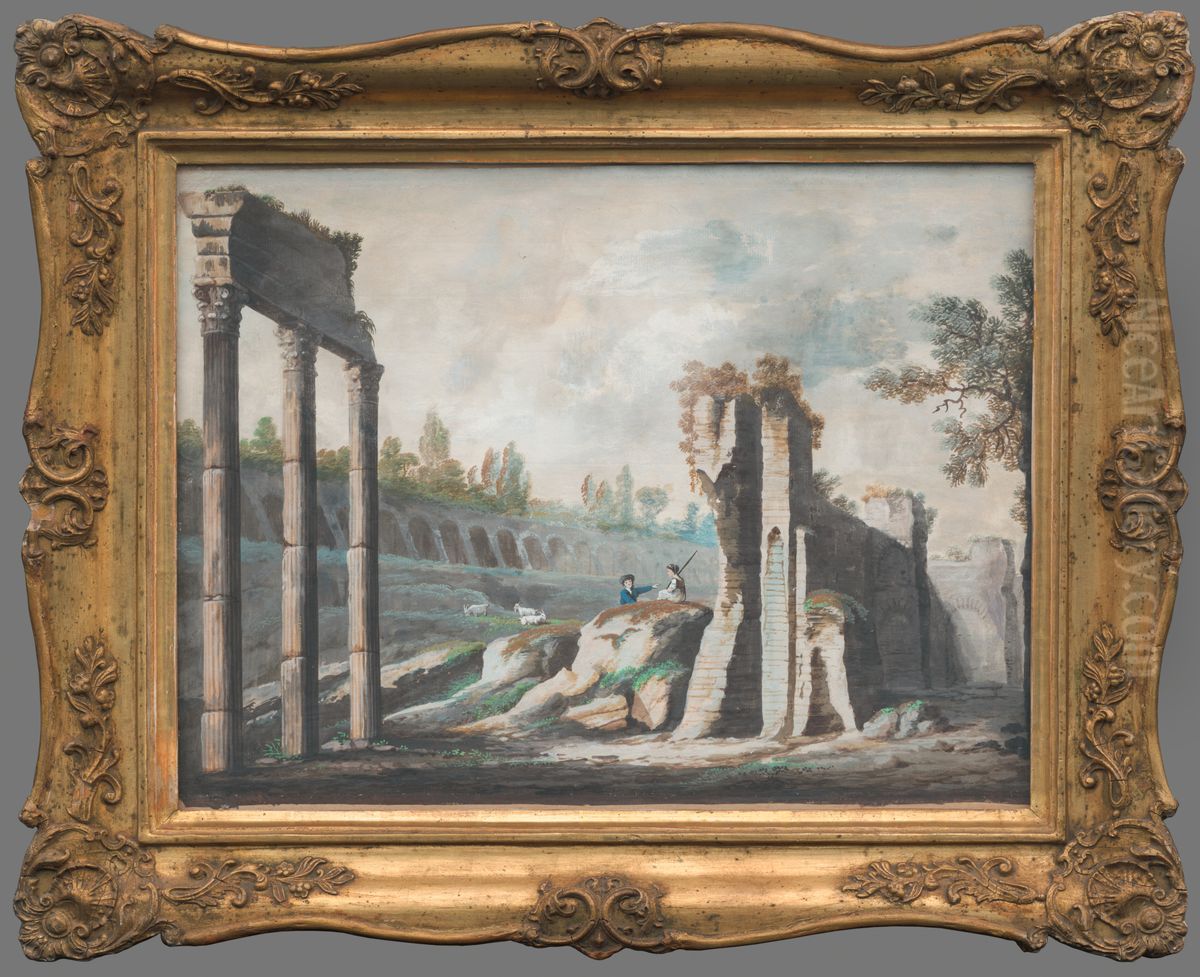 Krajina s antickymi ruinami Oil Painting by Jan Jakub Muller