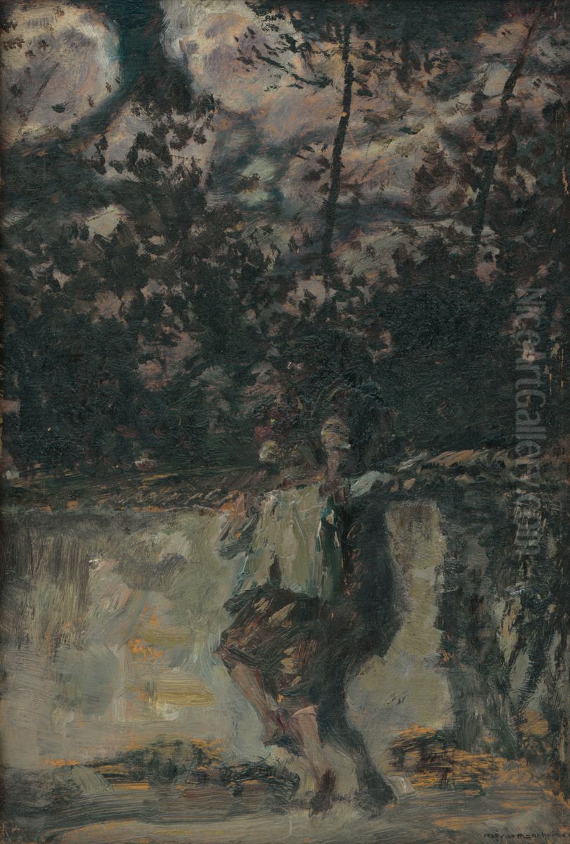 Ulicnici z Capri Oil Painting by Gusztav Magyar Mannheimer