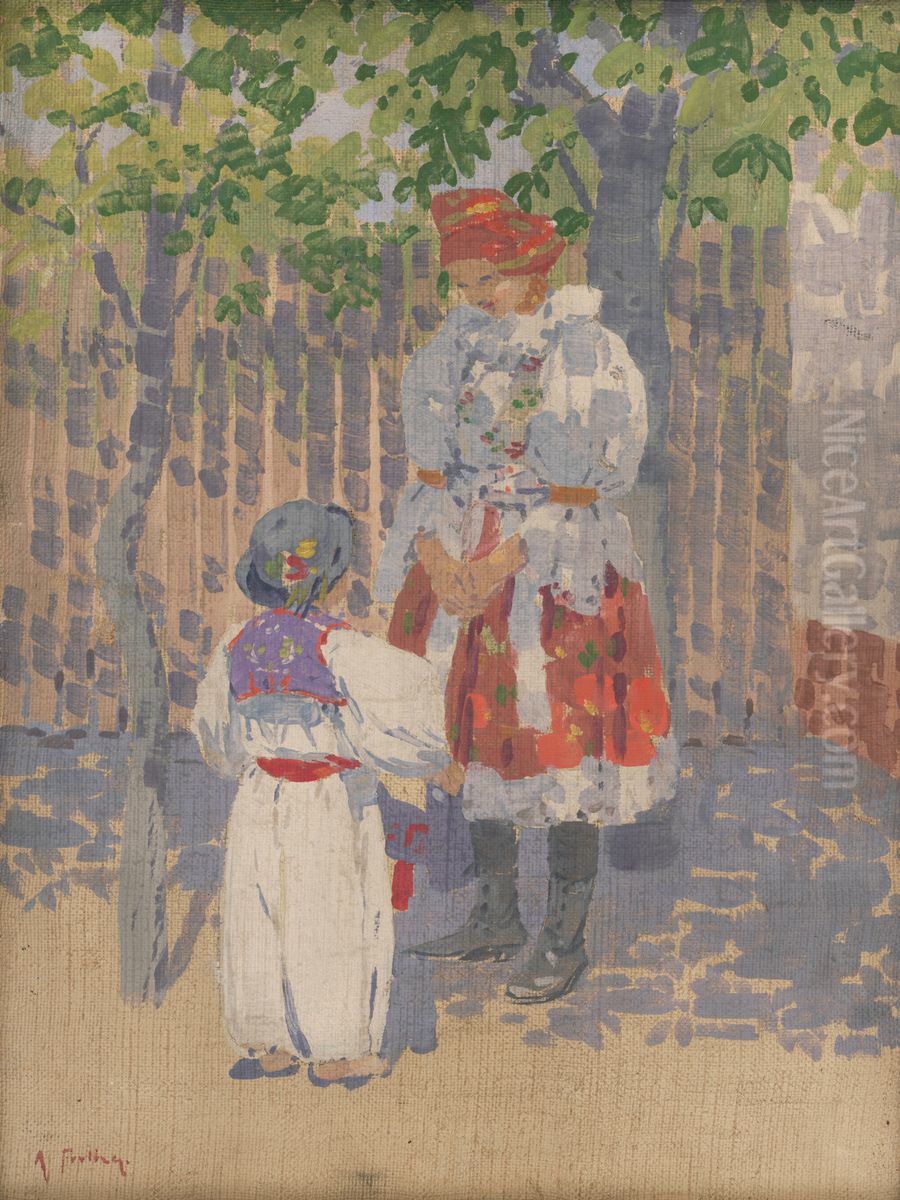 Pri plote. Oil Painting by Antos Frolka