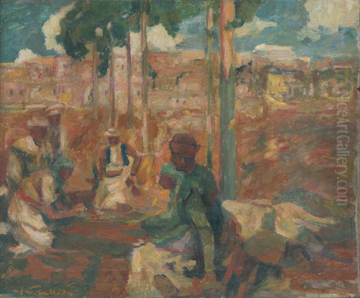 Dalmacky trh Oil Painting by Geza Kukan
