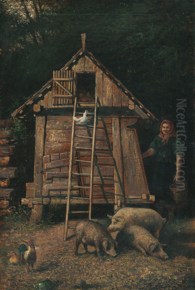 Vidiecky motiv Oil Painting by Eduard Majsch