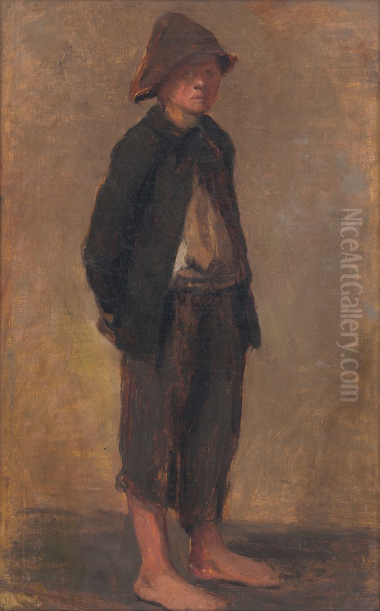 Studia stojaceho chlapca Oil Painting by Elemir Halasz-Hradil