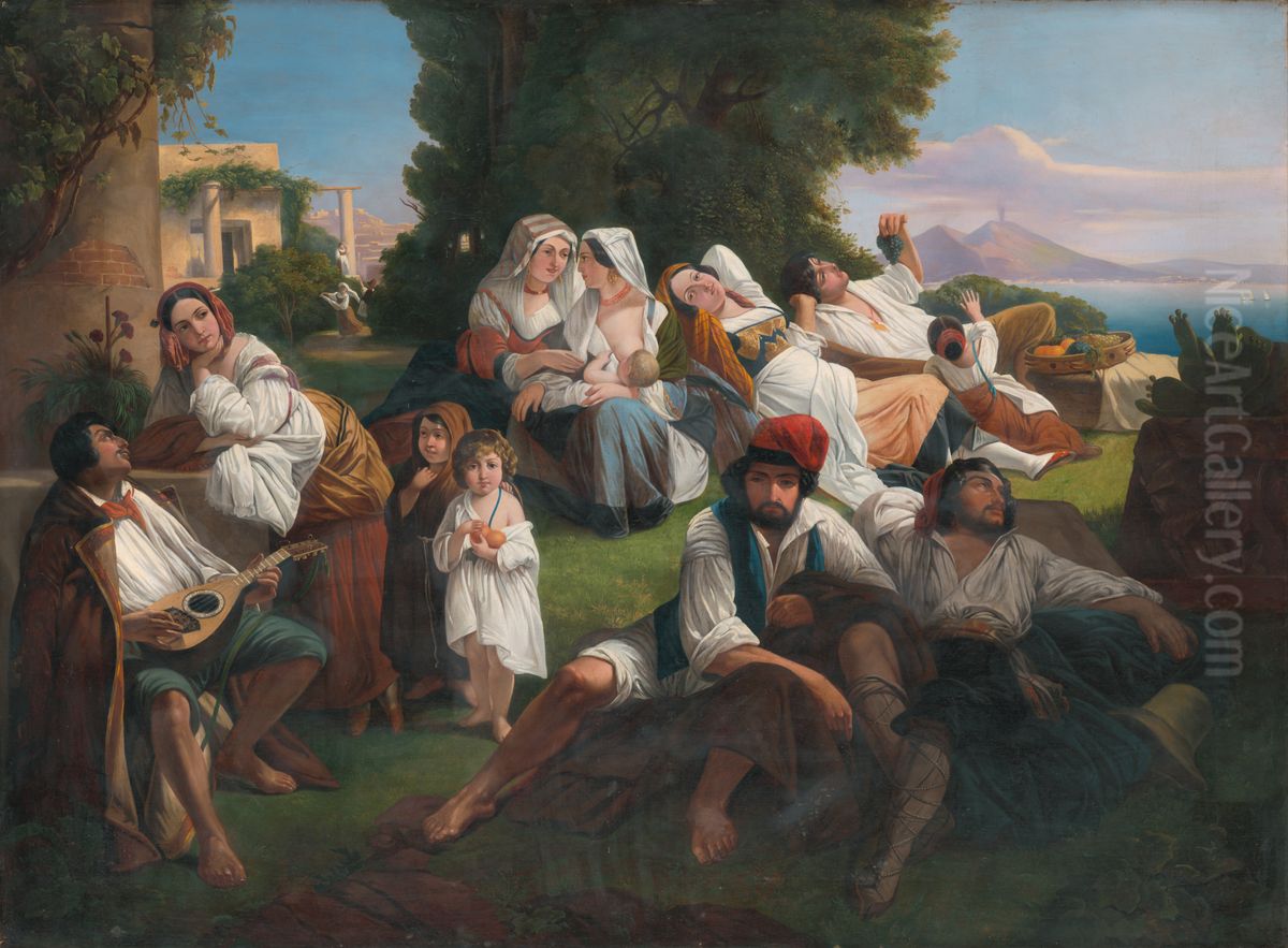 Nedelne odpoludnie pri Neapoli Oil Painting by Ferenc Balassa
