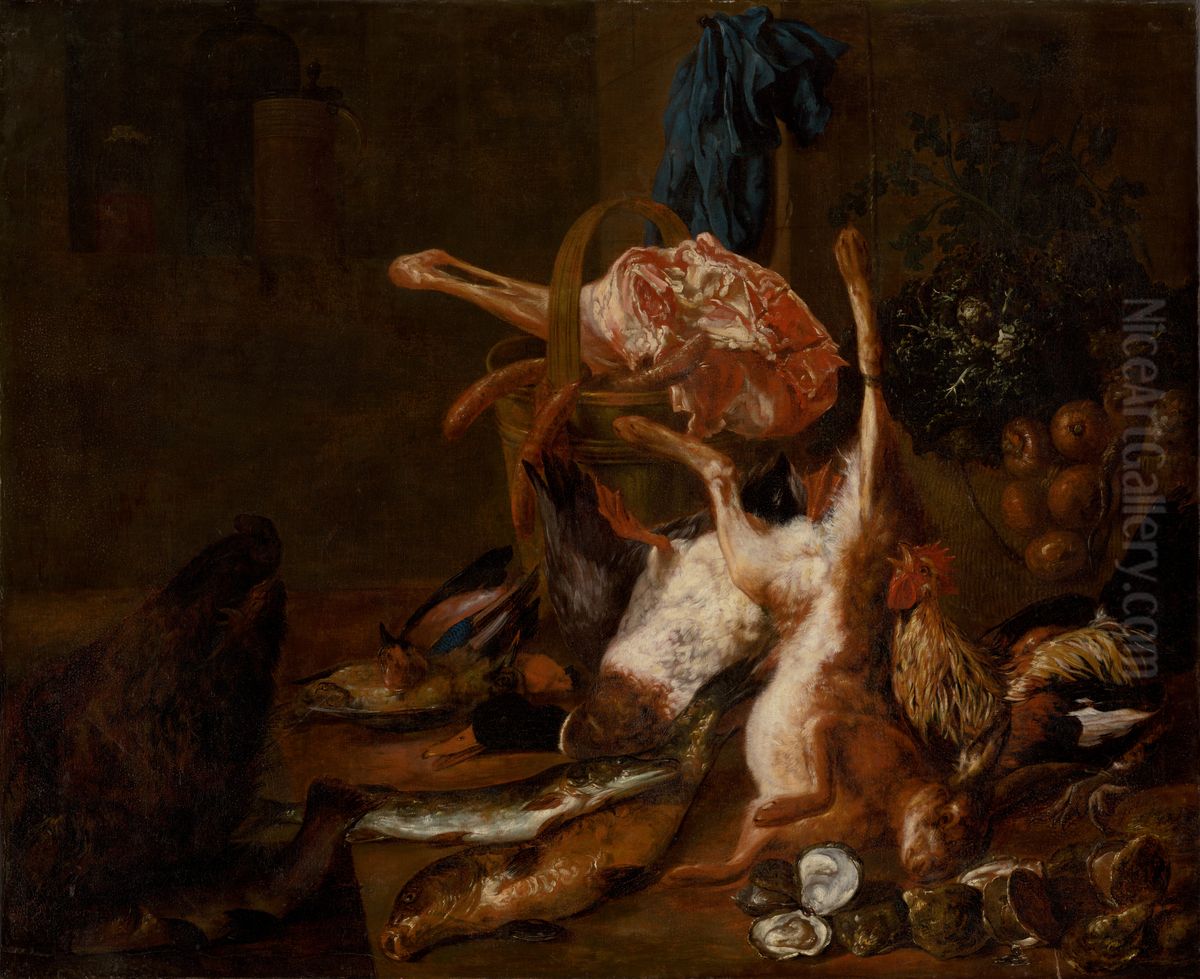Zatisie so zabitou zverinou Oil Painting by Pieter Boel