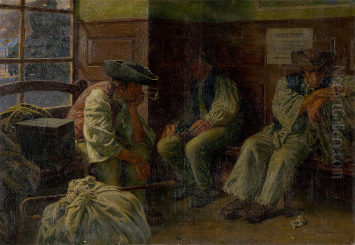 Slovenski vystahovalci Oil Painting by Milos Slovak