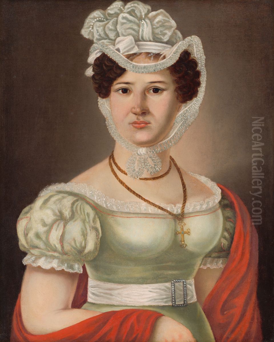 Portret mladej damy - p. Maleterova Oil Painting by Janos Rombauer