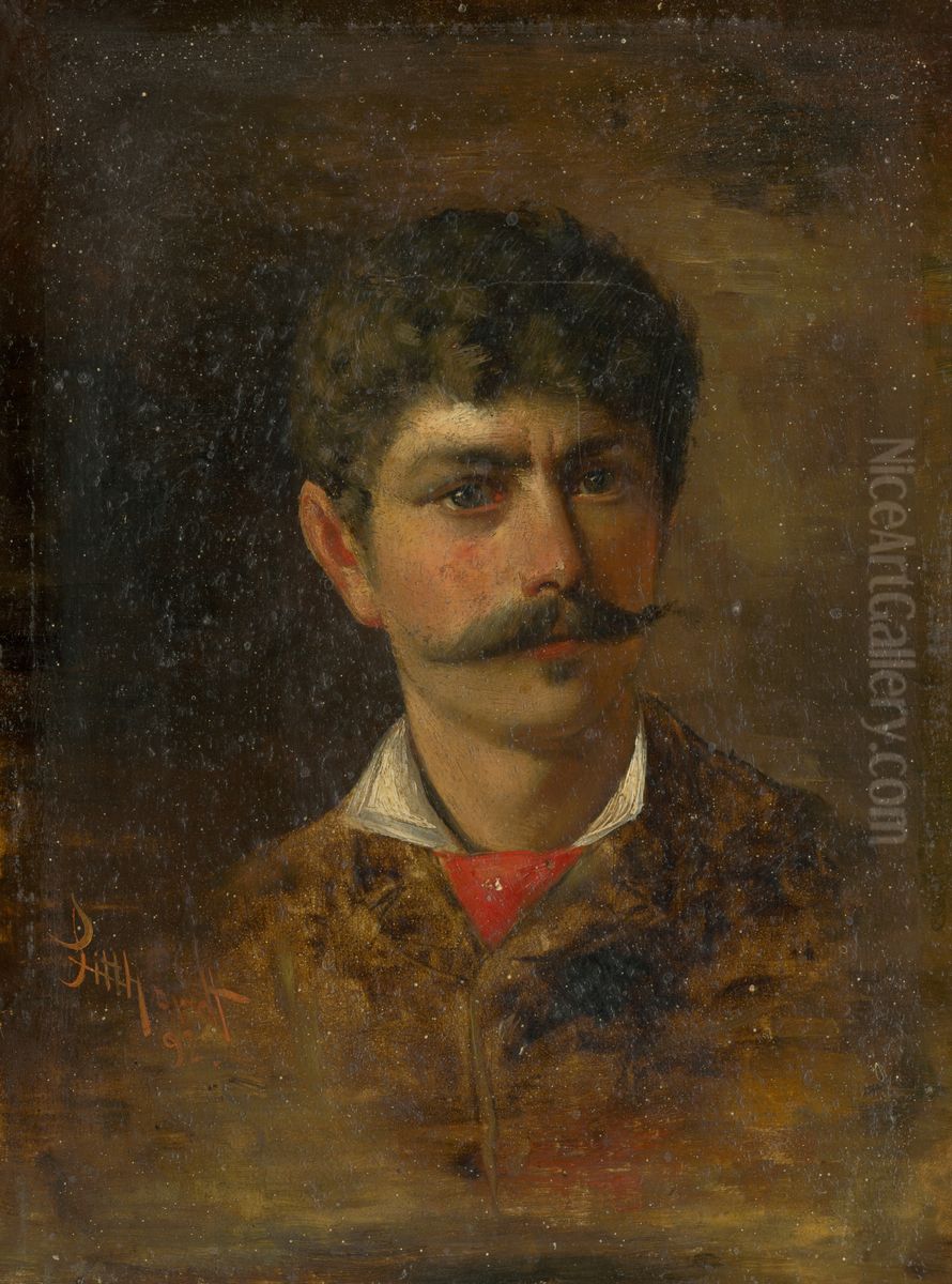 Muz s fuzikmi Oil Painting by Ludovit Pitthordt