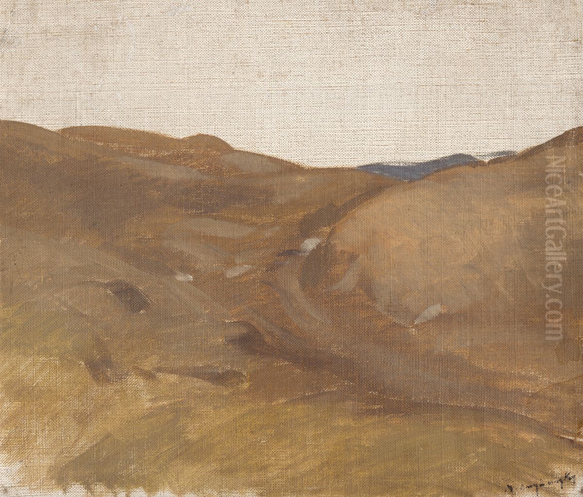 Krajina s bielou oblohou Oil Painting by Laszlo Mednyanszky