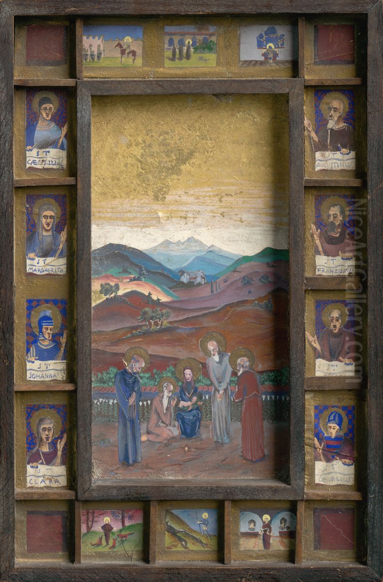 Malovana viacdielna ikona v rame Oil Painting by Tivadar Csontvary Kosztka