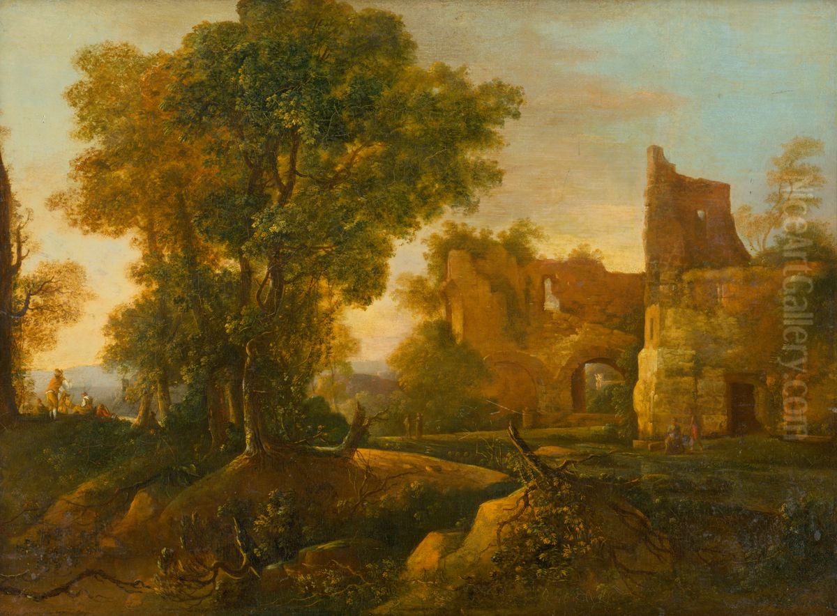 Krajina so zrucaninou Oil Painting by Jan Both