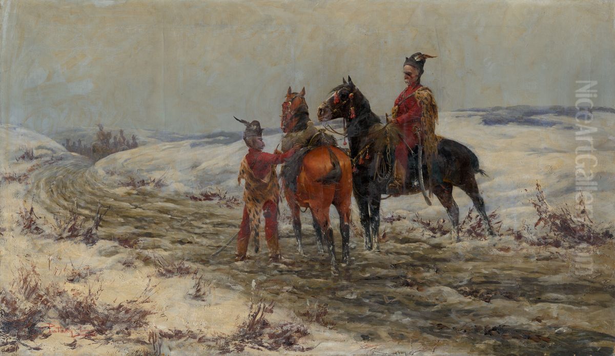 Kuruci na konoch Oil Painting by Laszlo Pataky