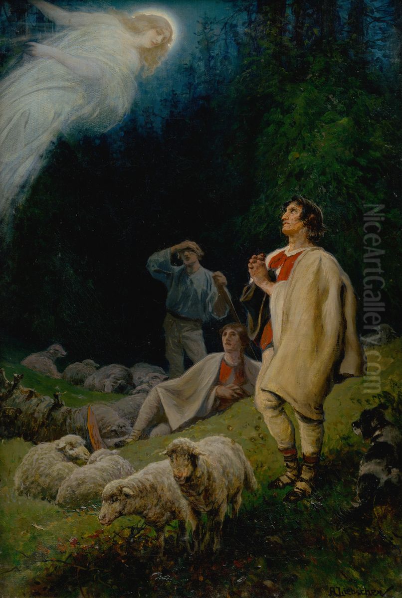 Pastierske zjavenie Oil Painting by Liebscher, Adolf