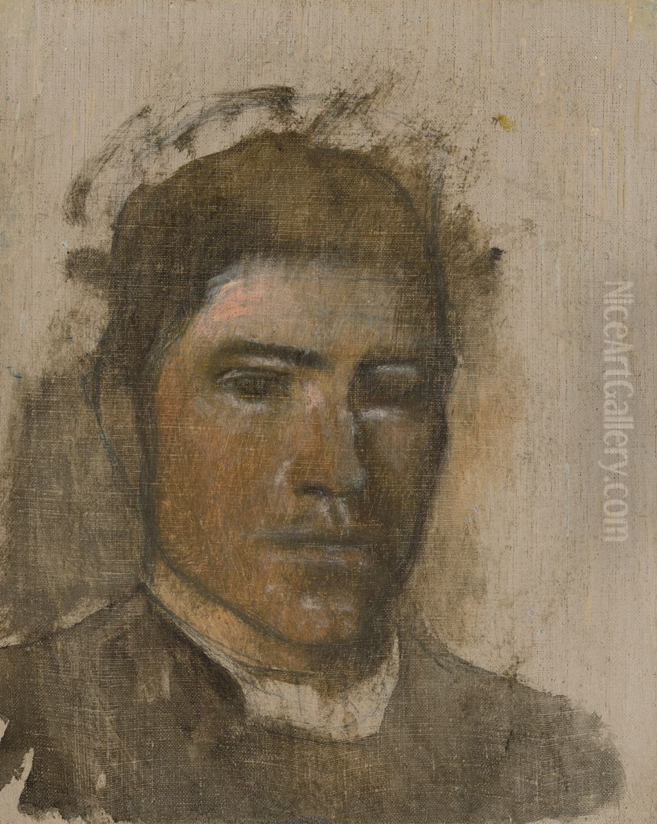 Portret prostovlaseho chlapca Oil Painting by Laszlo Mednyanszky
