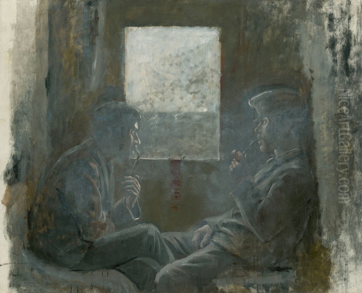 Vojaci vo vlaku Oil Painting by Laszlo Mednyanszky