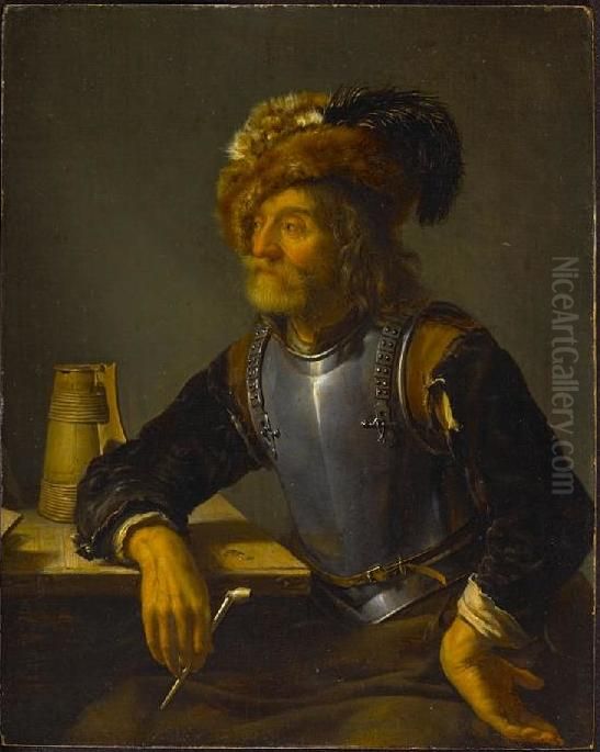 Old Soldier Holding a Pipe Oil Painting by Frans van Mieris