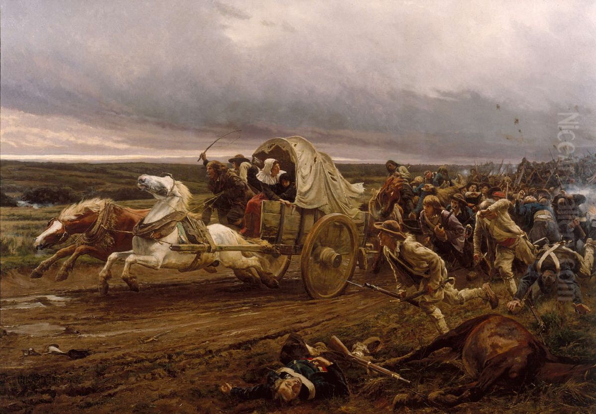 La deroute de Cholet, octobre 1793 Oil Painting by Jules Girardet