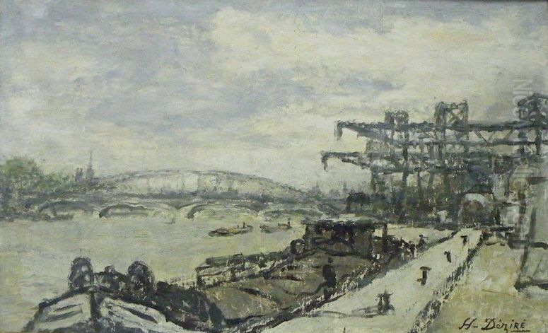Quays of the Seine in Paris Oil Painting by Henry Dezire