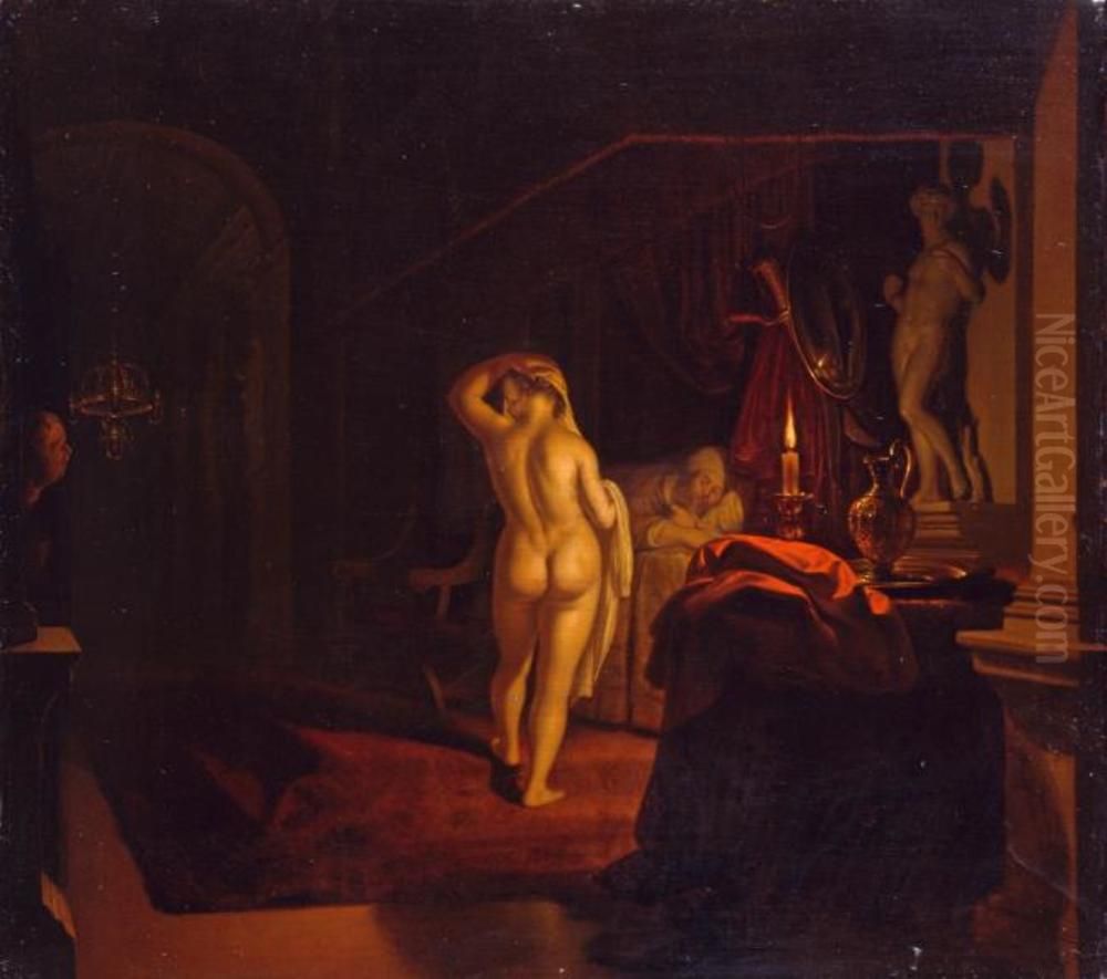 Gyges in the bedroom of King Candaules Oil Painting by Frans van Mieris