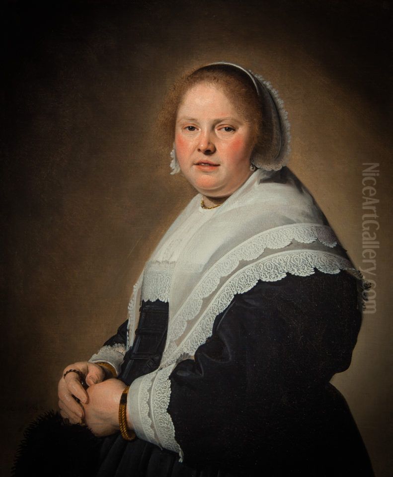 Portrait of a Woman, signed and dated ...Spronck: an 1642 Oil Painting by Johannes Cornelisz Verspronck